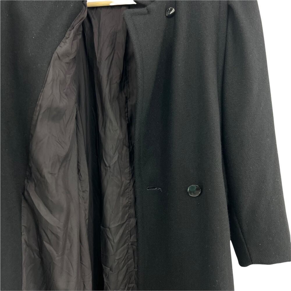 Vtg 70s Jill Jr Black Wool Opera Trench Coat Minimalist Goth Duster USA MEDIUM - Picture 7 of 12